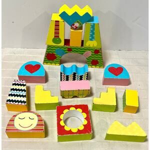 ALEX Toys Wooden Whimsy Blocks, Set of 16 in Fun Shapes, double sided colors